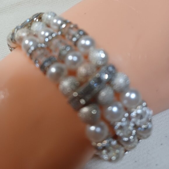 Pearl Beads, Silver beads, Crystal beads - Stretch - Picture 2 of 2